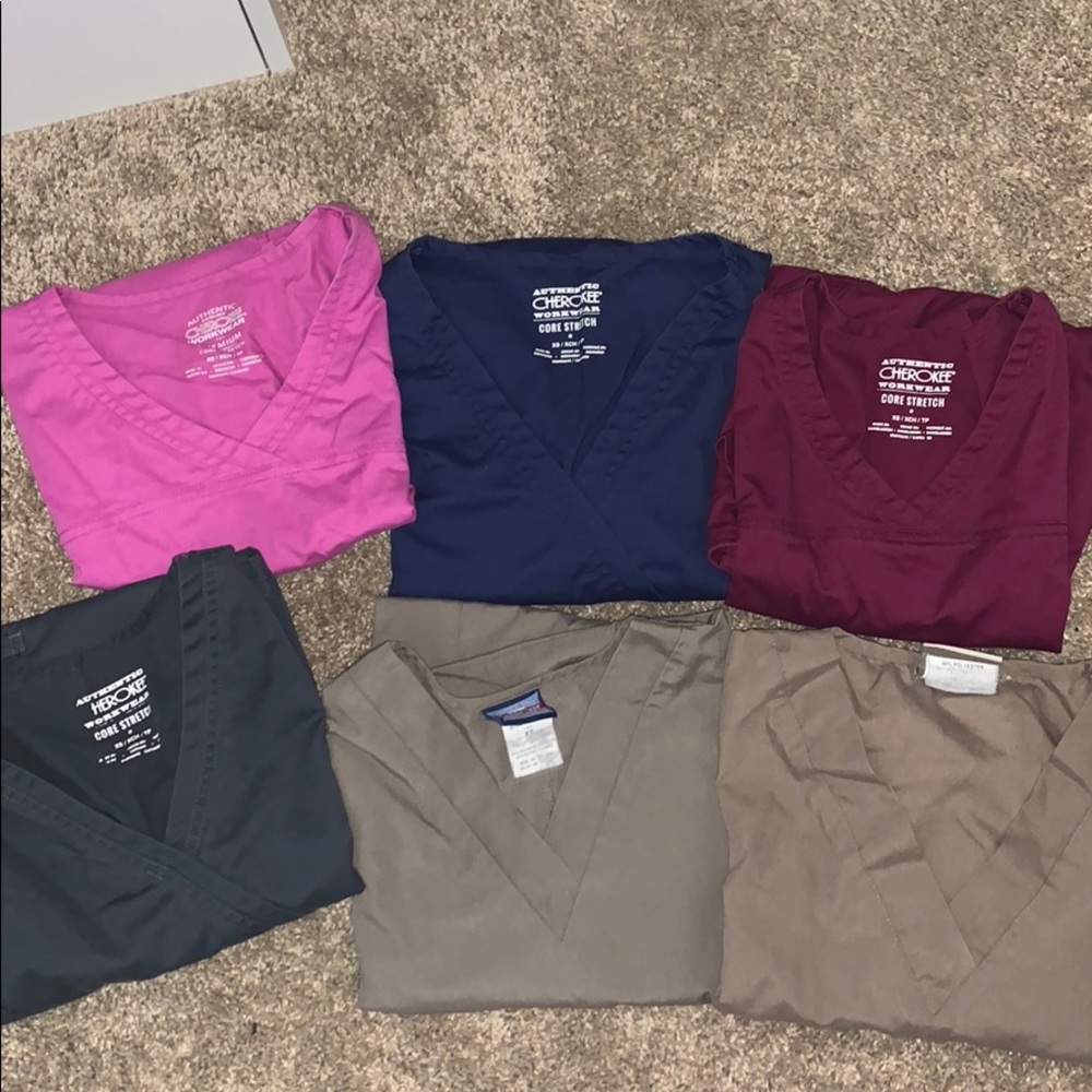 Cherokee scrub tops all xsmall! 6 tops